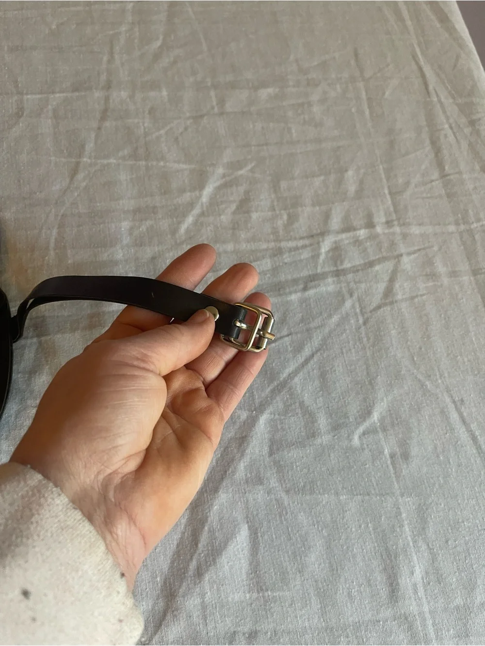 Black Faux Leather Cat-Eye Mask with Gold Stud Accents